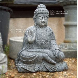 bouddha en granite 60 cm. main dressée.