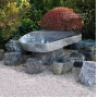 Table and stools in sanba stone from Japan