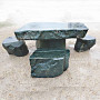 Table and stools in sanba stone from Japan